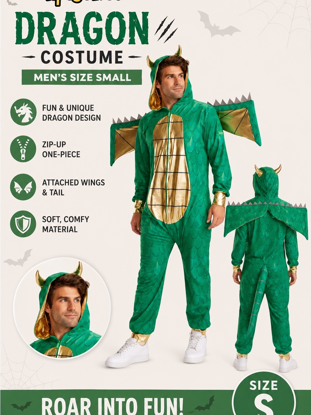 Tipsy Elves Green and Gold Dragon Kids Costume
